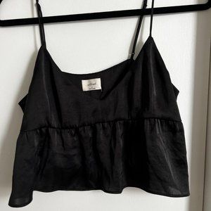 Aritzia Wilfred Cropped Flouncy Camisole - Black - S